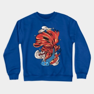 Blue and orange fish Crewneck Sweatshirt